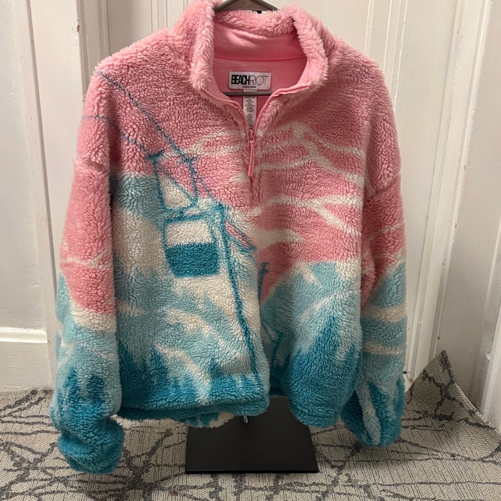 Anthropologie Beach Riot Plush Sherpa Half-Zip Jacket